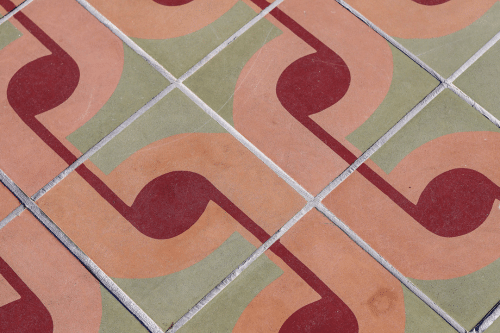 pink and green patterned tile