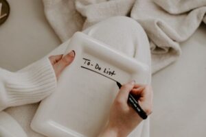 writing on a ceramic white To-do list